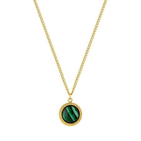 Collier Malachite, en acier doré