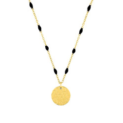 Collier Élégance Dorée, pendentif rond, en acier doré
