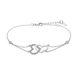 Bracelet Lotus Silver, double coeurs