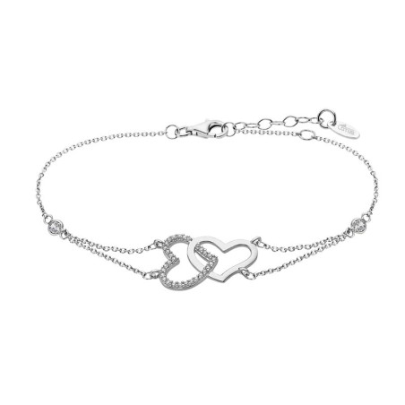 Bracelet Lotus Silver, double coeurs