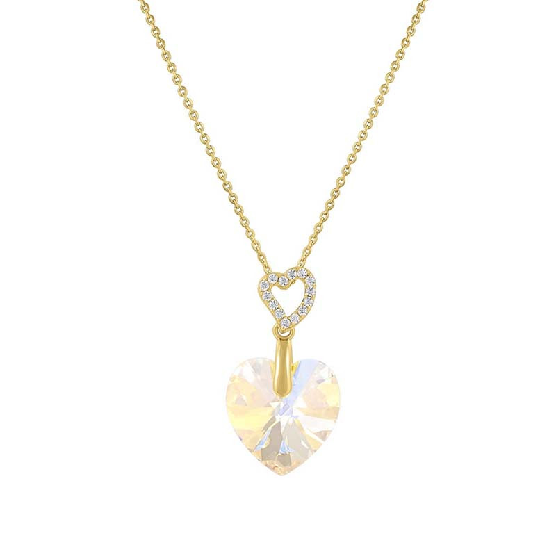 Collier Crystal Jewellery, Coeur étincelant, en argent doré
