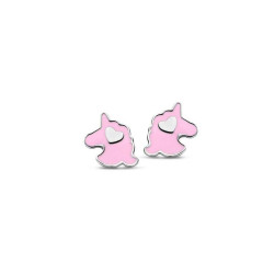 Boucles d'oreilles Naiomy Princess, Licornes roses, en argent