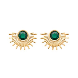 Boucles d'oreilles Ensoleillées vertes, plaqué or et oxyde vert