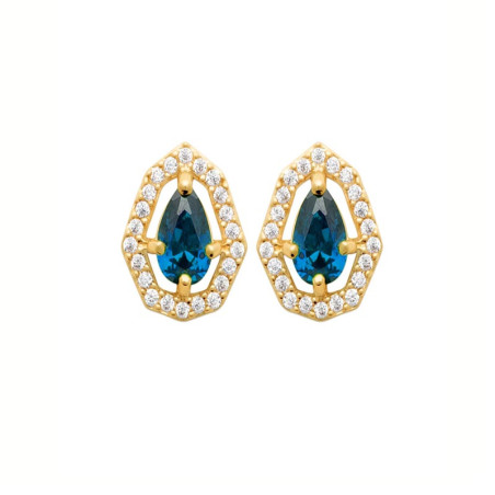 Boucles d'oreilles Reflet Céleste, plaqué or et oxyde