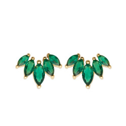 Boucles d'oreilles Courbe vert émeraude et plaqué or