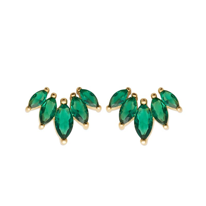 Boucles d'oreilles Courbe vert émeraude et plaqué or