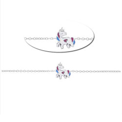 Bracelet Licorne avec coeur, en argent
