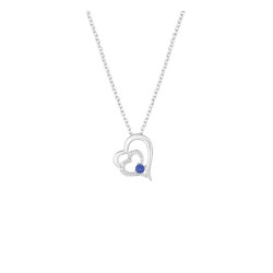 Collier Coeurs avec sa pierre bleue, en argent