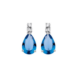 Boucles d'oreilles Fantaisies Bleues avec oxydes et en argent