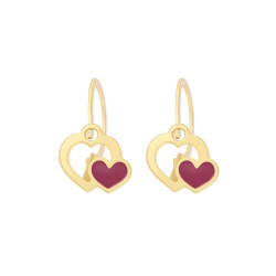 Boucles d'oreilles Dormeuses Coeurs, en or 375 millièmes