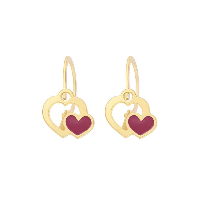 Boucles d'oreilles Dormeuses Coeurs, en or 375 millièmes