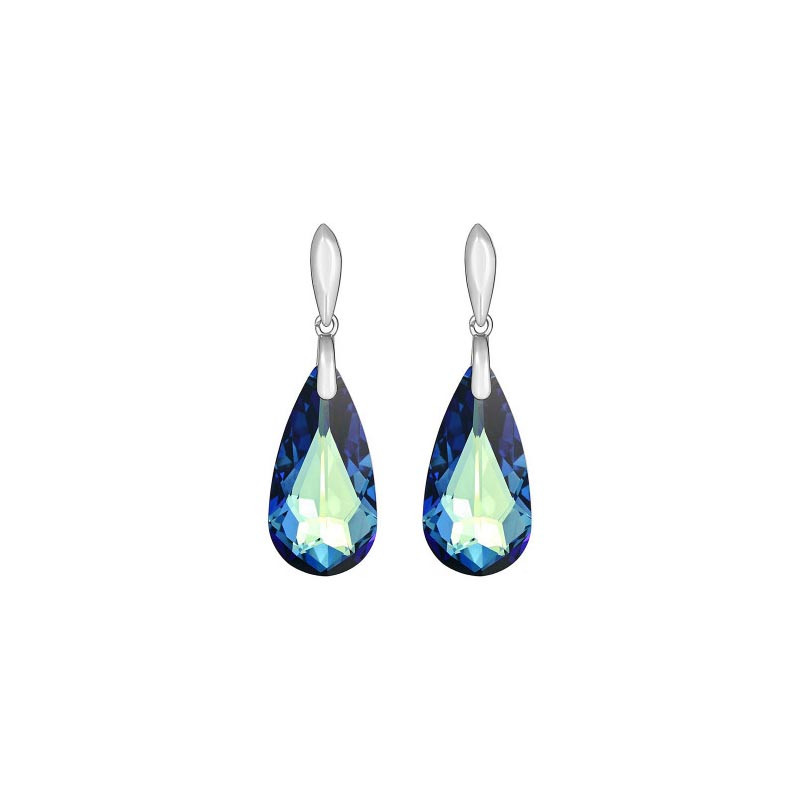 Boucles d'oreilles, Crystal Jewellery, bleues et argent