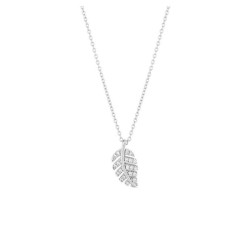 Collier Feuille empierrée d'oxydes et en argent
