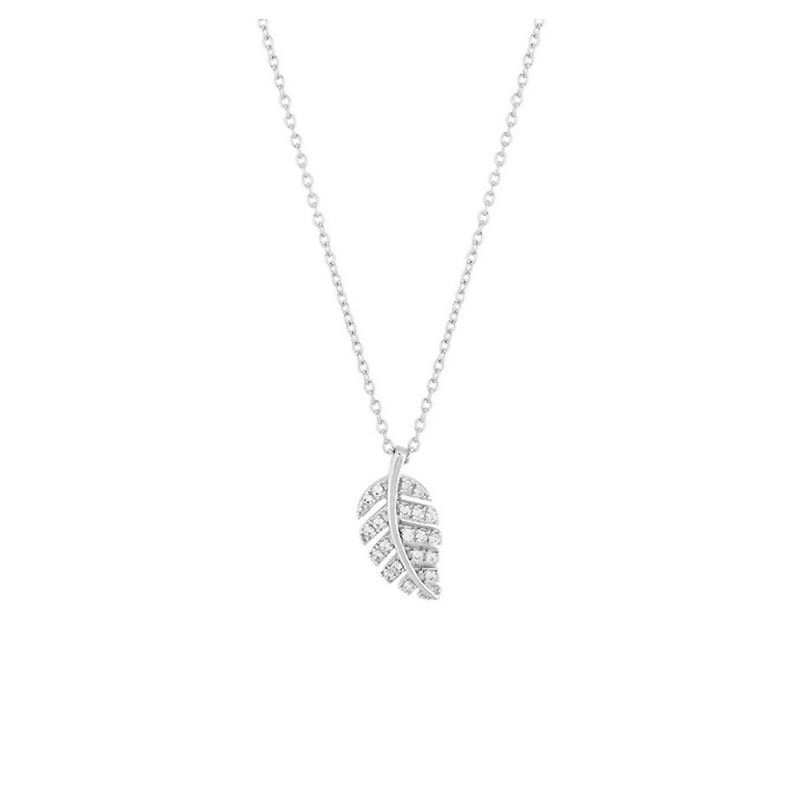 Collier Feuille empierrée d'oxydes et en argent
