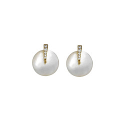 Boucles d'oreilles Rond de nacre en or et avec des oxydes