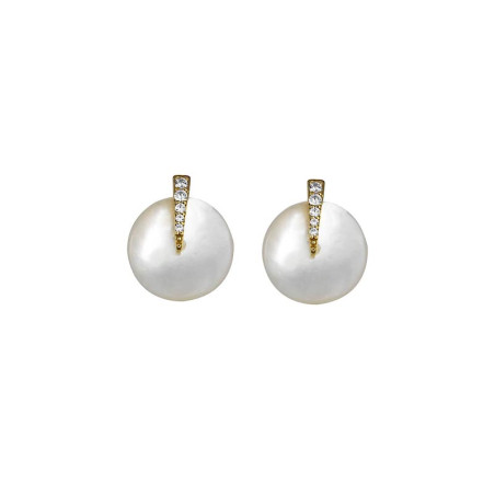 Boucles d'oreilles Rond de nacre en or et avec des oxydes