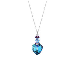 Collier Crystal Jewellry, Coeur bleu et chaîne en argent