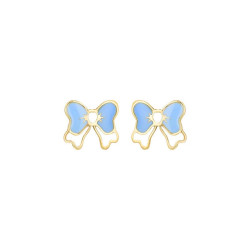 Boucles d'oreilles Noeud de ruban bleu et en or 375 millièmes