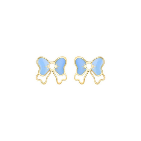 Boucles d'oreilles Noeud de ruban bleu et en or 375 millièmes