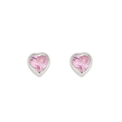 Boucles d'oreilles Coeur rose, en argent