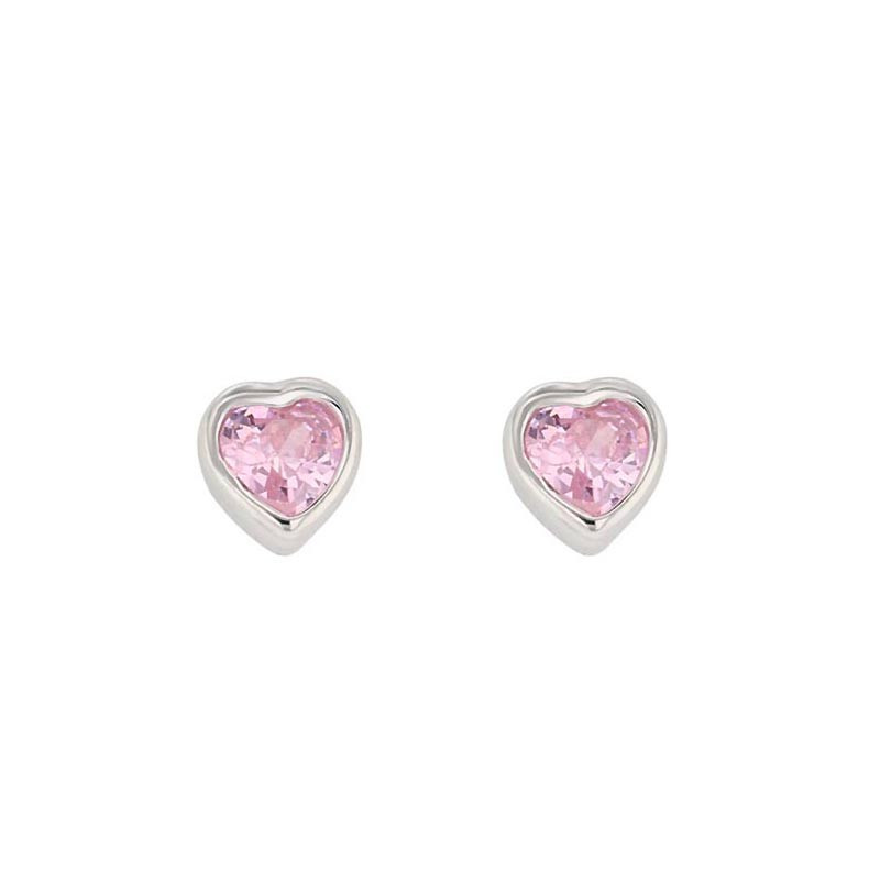 Boucles d'oreilles Coeur rose, en argent