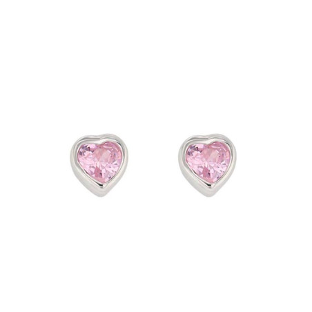 Boucles d'oreilles Coeur rose, en argent