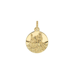 Médaille Ronde Saint Christophe en or jaune 375 millièmes