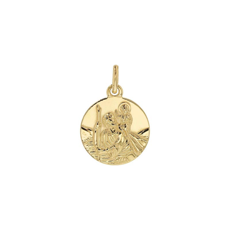 Médaille Ronde Saint Christophe en or jaune 375 millièmes