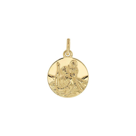 Médaille Ronde Saint Christophe en or jaune 375 millièmes