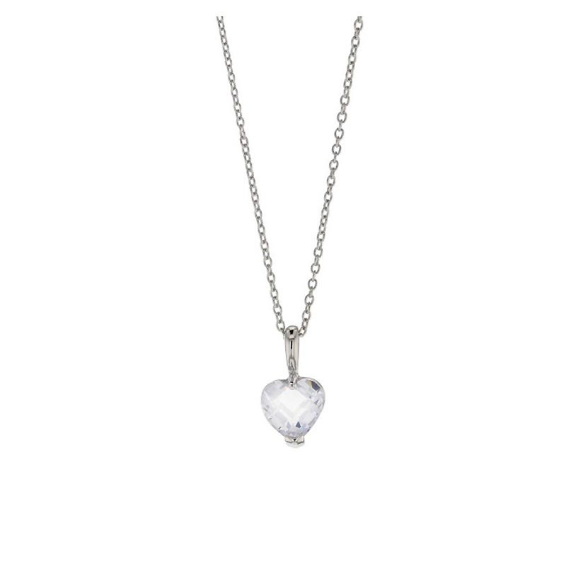 Collier pendentif Coeur en pierre blanche et en argent