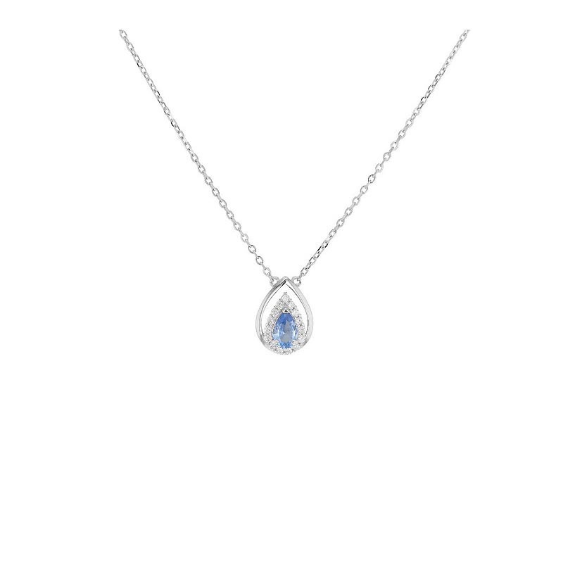 Collier pendentif avec sa pierre bleue et en argent