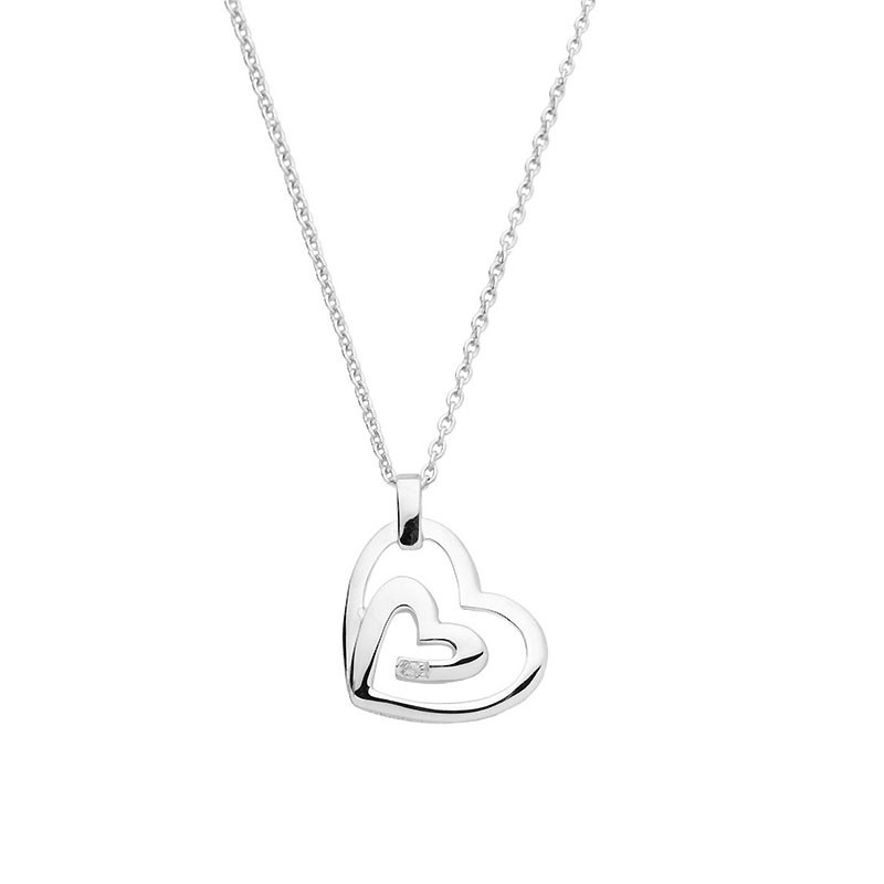 Collier Coeur avec diamant, en argent
