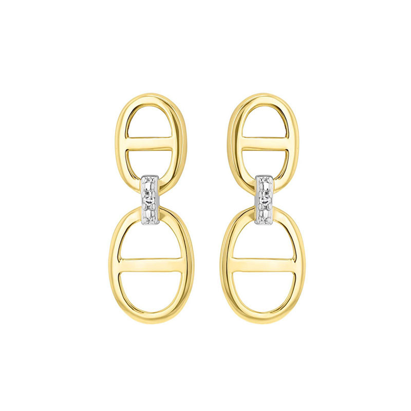 Boucles d'oreilles Marine bicolore Diamants, en  or 375 millièmes
