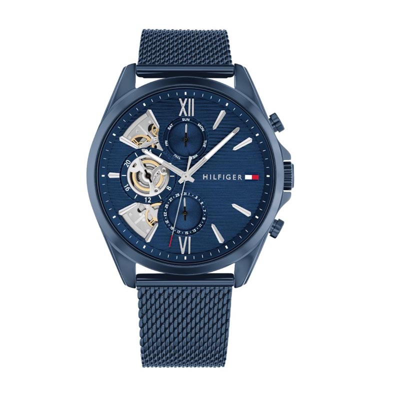 Montre Tommy Hilfiger, Baker bleu, bracelet milanais bleu