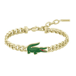 Bracelet Lacoste doré avec Crocodile vert