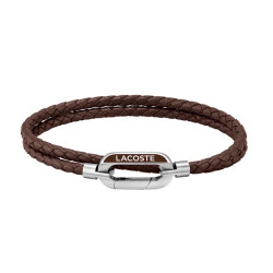Bracelet Lacoste cuir marron Crocodile Argenté - 2040113