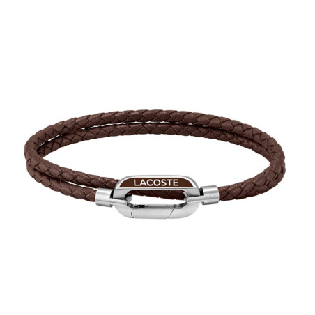 Bracelet Lacoste cuir marron Crocodile Argenté - 2040113
